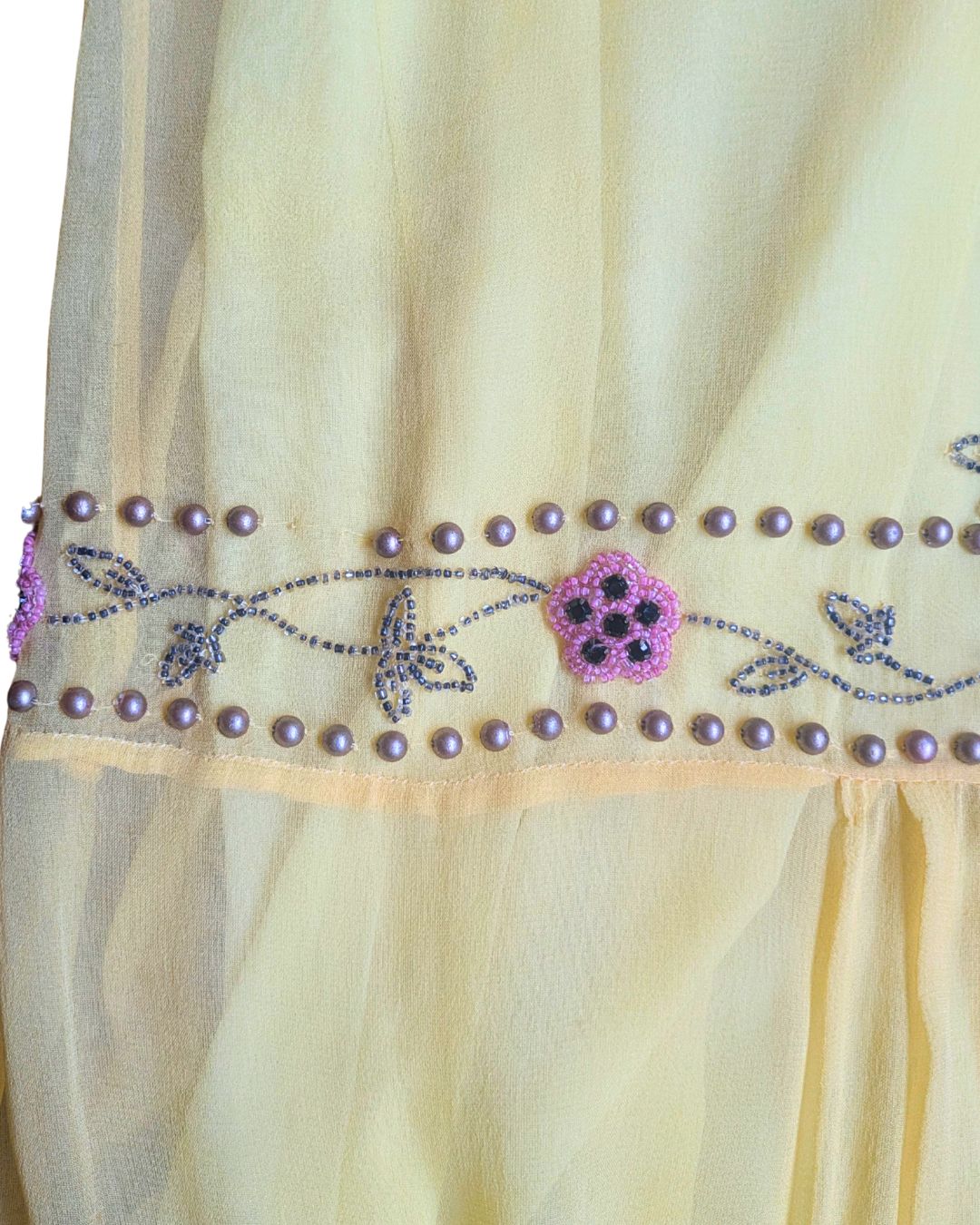 Blumarine Couture Spring/Summer 2004 Runway Butter Yellow Beaded Silk Dress & Slip