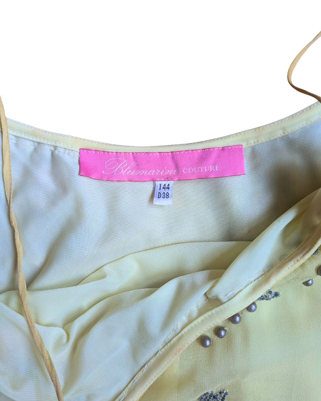 Blumarine Couture Spring/Summer 2004 Runway Butter Yellow Beaded Silk Dress & Slip
