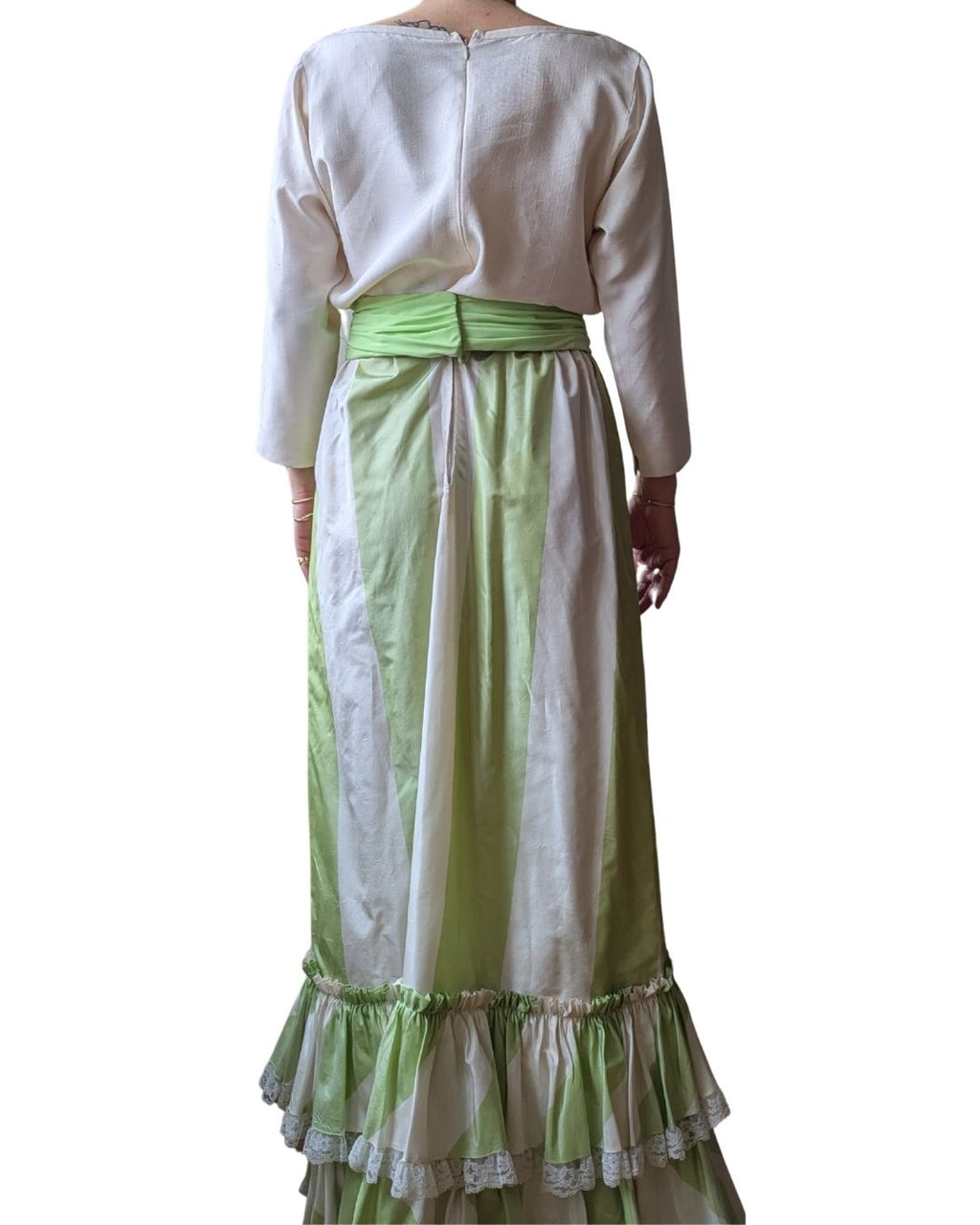 Yves Saint Laurent Rive Gauche (Attributed) Late 1970s Striped Silk Faille Maxi Skirt