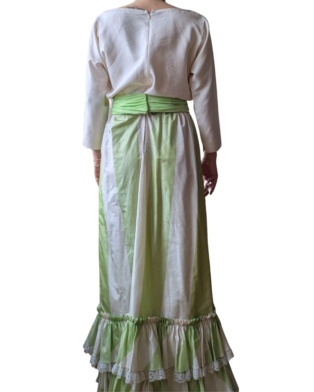 Yves Saint Laurent Rive Gauche (Attributed) Late 1970s Striped Silk Faille Maxi Skirt