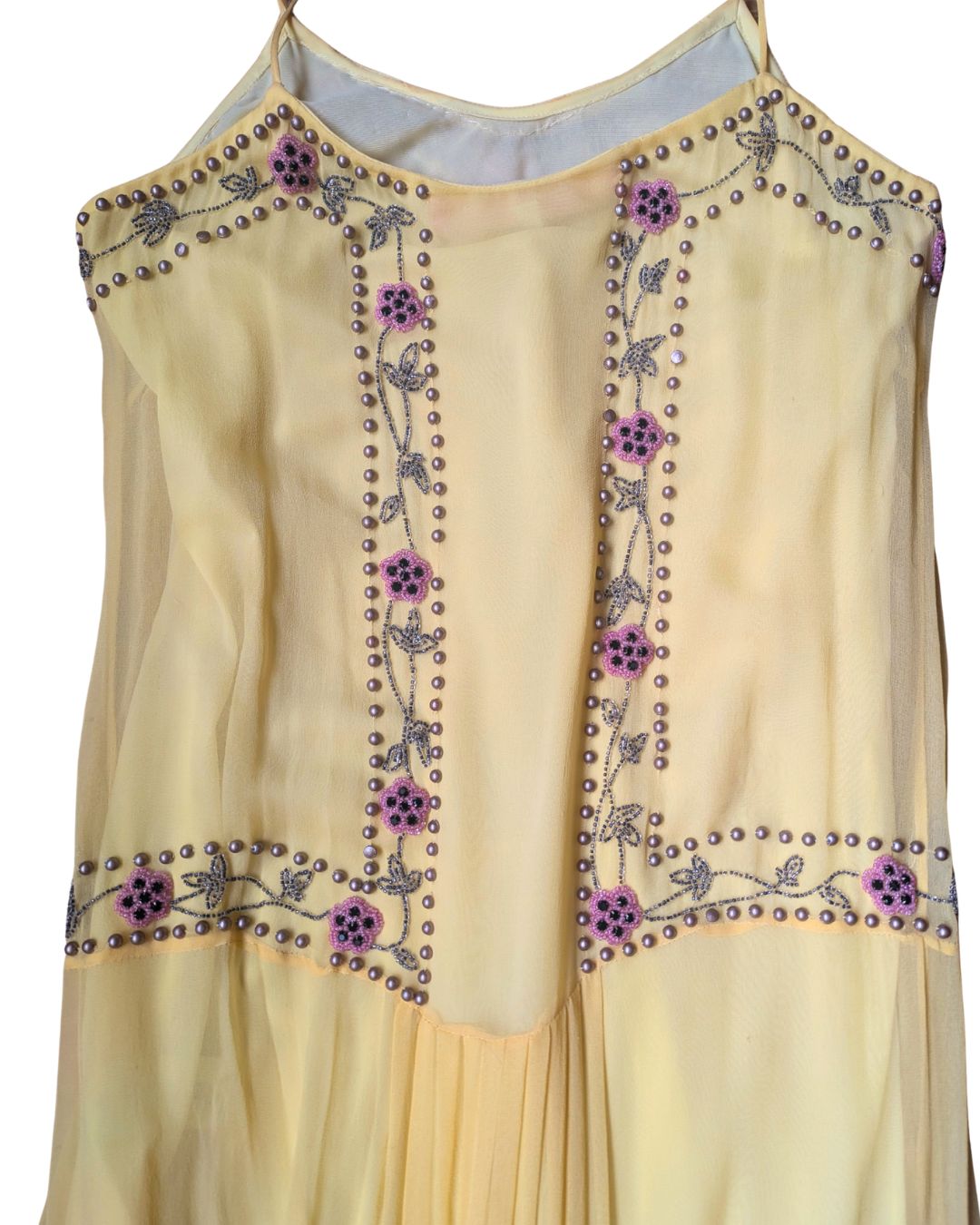 Blumarine Couture Spring/Summer 2004 Runway Butter Yellow Beaded Silk Dress & Slip