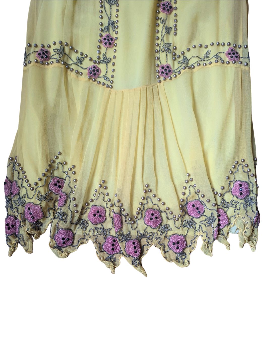 Blumarine Couture Spring/Summer 2004 Runway Butter Yellow Beaded Silk Dress & Slip