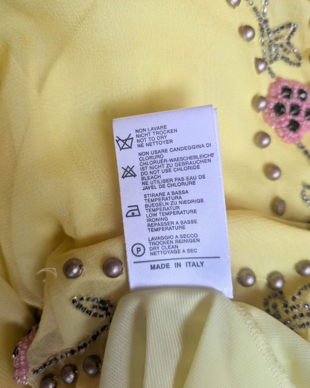 Blumarine Couture Spring/Summer 2004 Runway Butter Yellow Beaded Silk Dress & Slip
