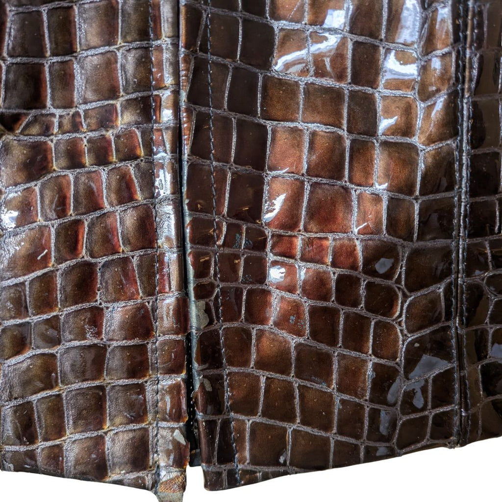 Claude Montana 1990s Croc-Embossed Vinyl Corset Vest — Bronze