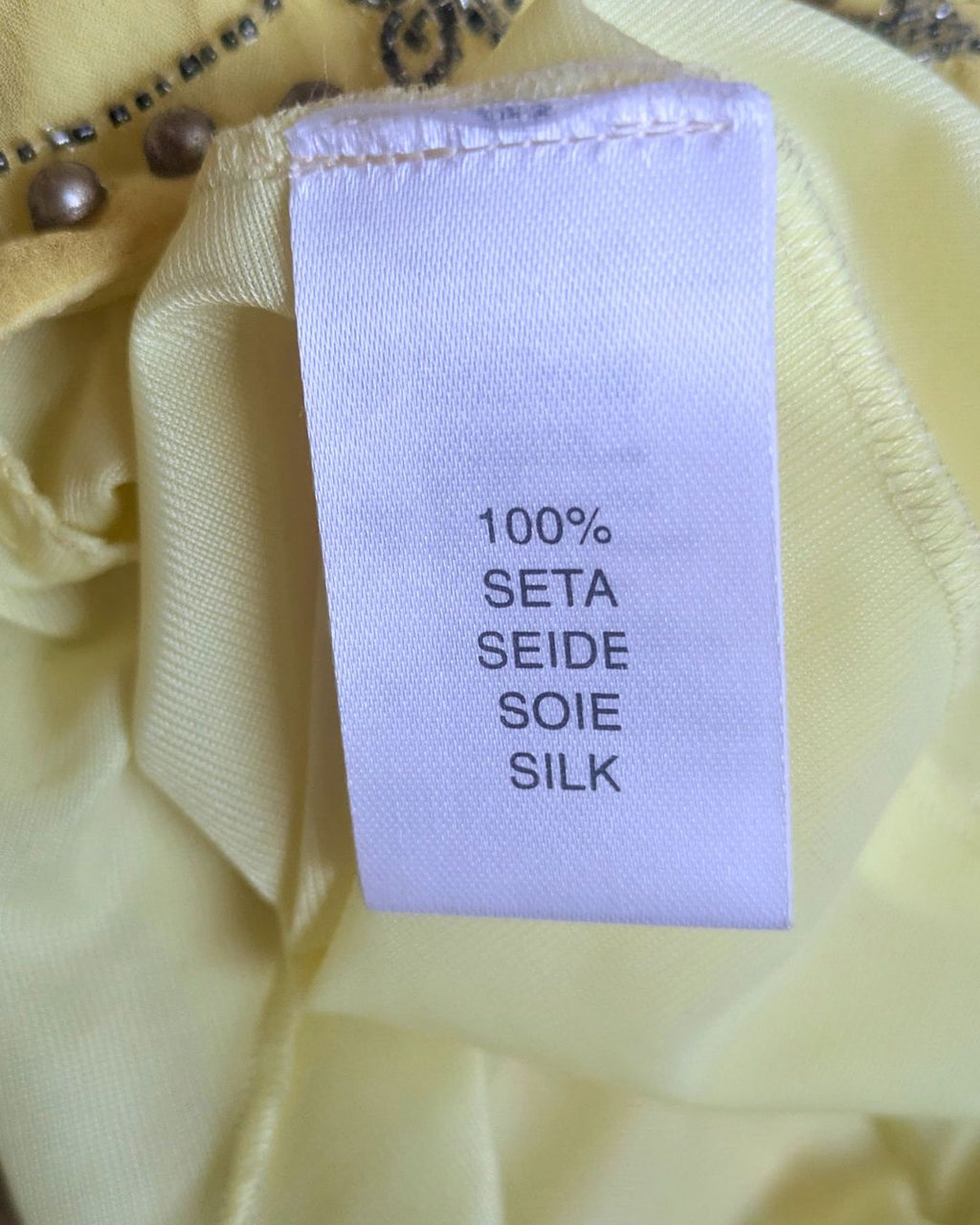 Blumarine Couture Spring/Summer 2004 Runway Butter Yellow Beaded Silk Dress & Slip