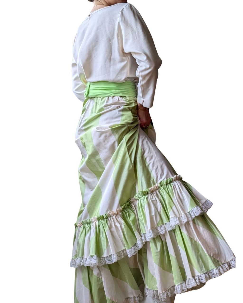 Yves Saint Laurent Rive Gauche (Attributed) Late 1970s Striped Silk Faille Maxi Skirt