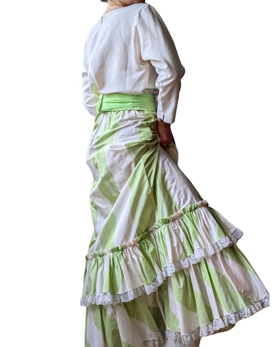 Yves Saint Laurent Rive Gauche (Attributed) Late 1970s Striped Silk Faille Maxi Skirt