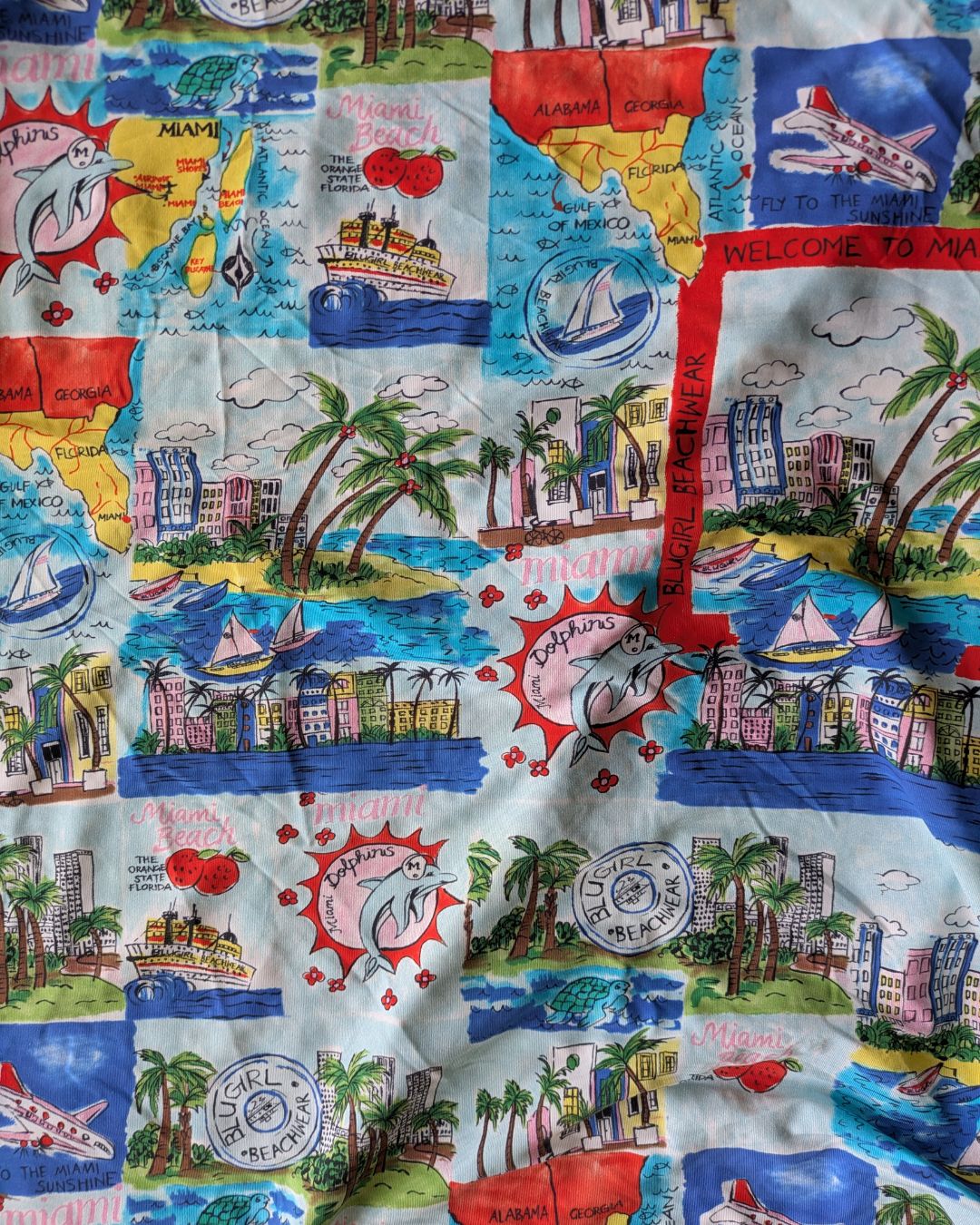 Blugirl by Blumarine Y2K Miami Postcard Print Asymmetric Dress