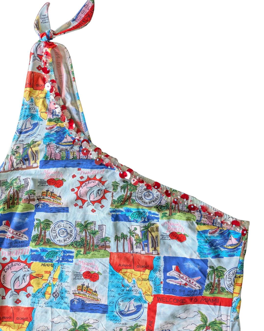 Blugirl by Blumarine Y2K Miami Postcard Print Asymmetric Dress
