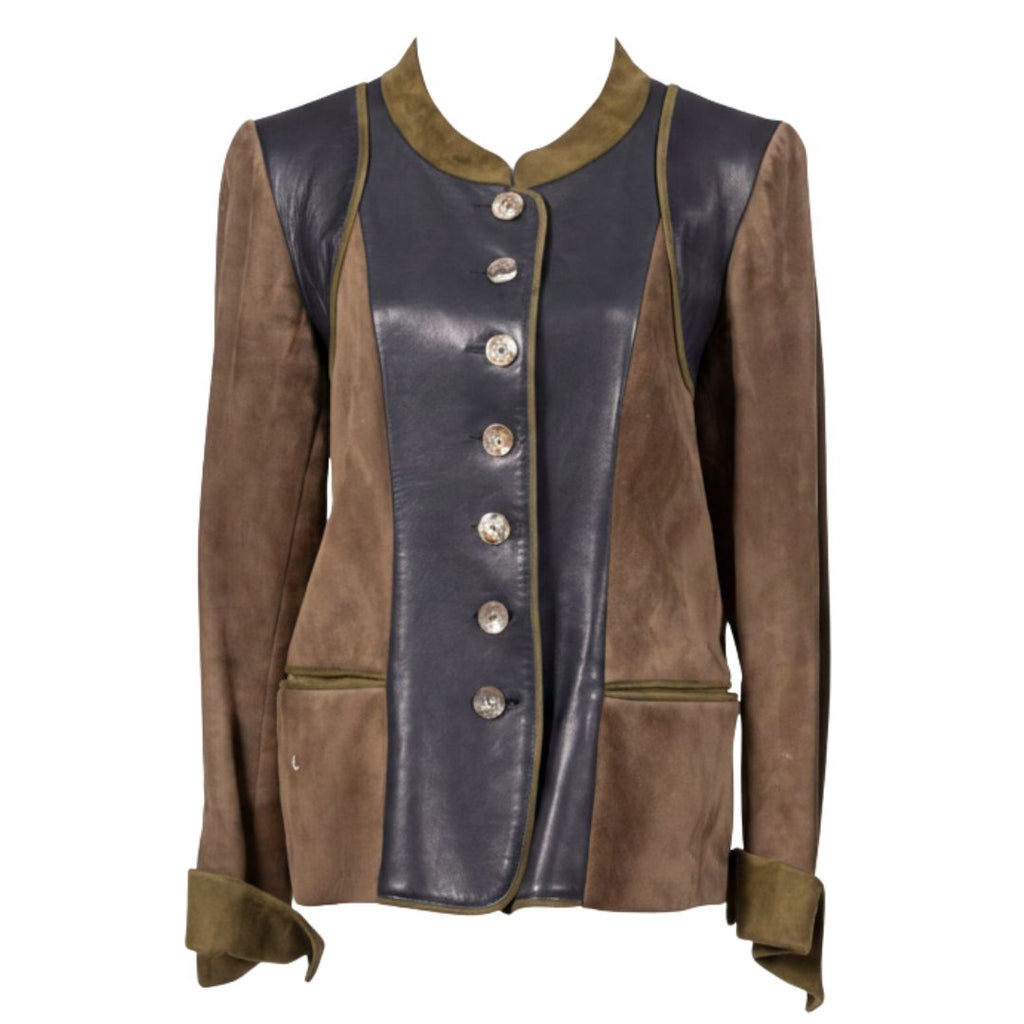 Loulou de la Falaise 2000s Leather & Suede Patchwork Jacket