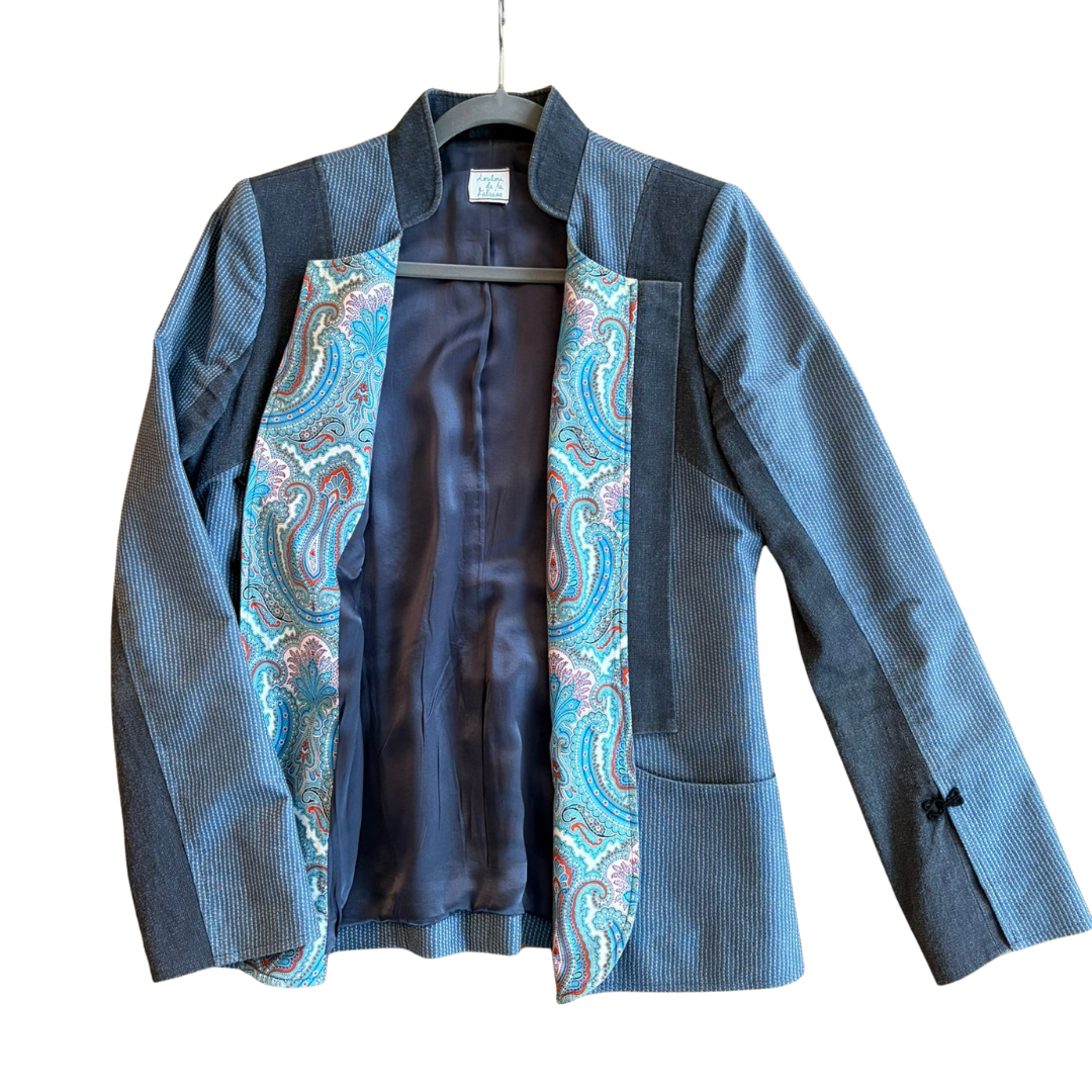 Loulou de la Falaise 2000s Blue Micro-Check Jacket — Frog Fasteners