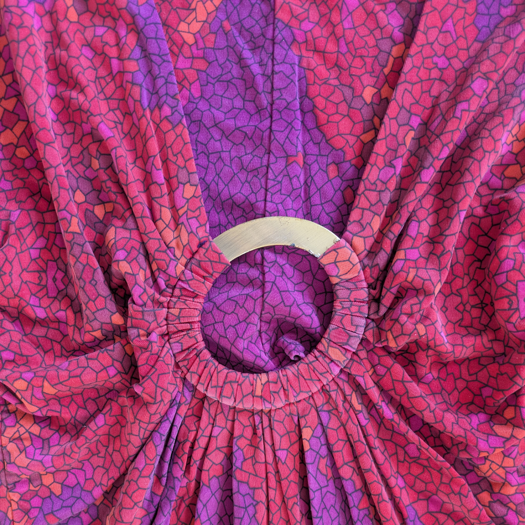 Mara Hoffman 2000s Silk Mosaic Print V-Neck Dress — Gold O-Ring