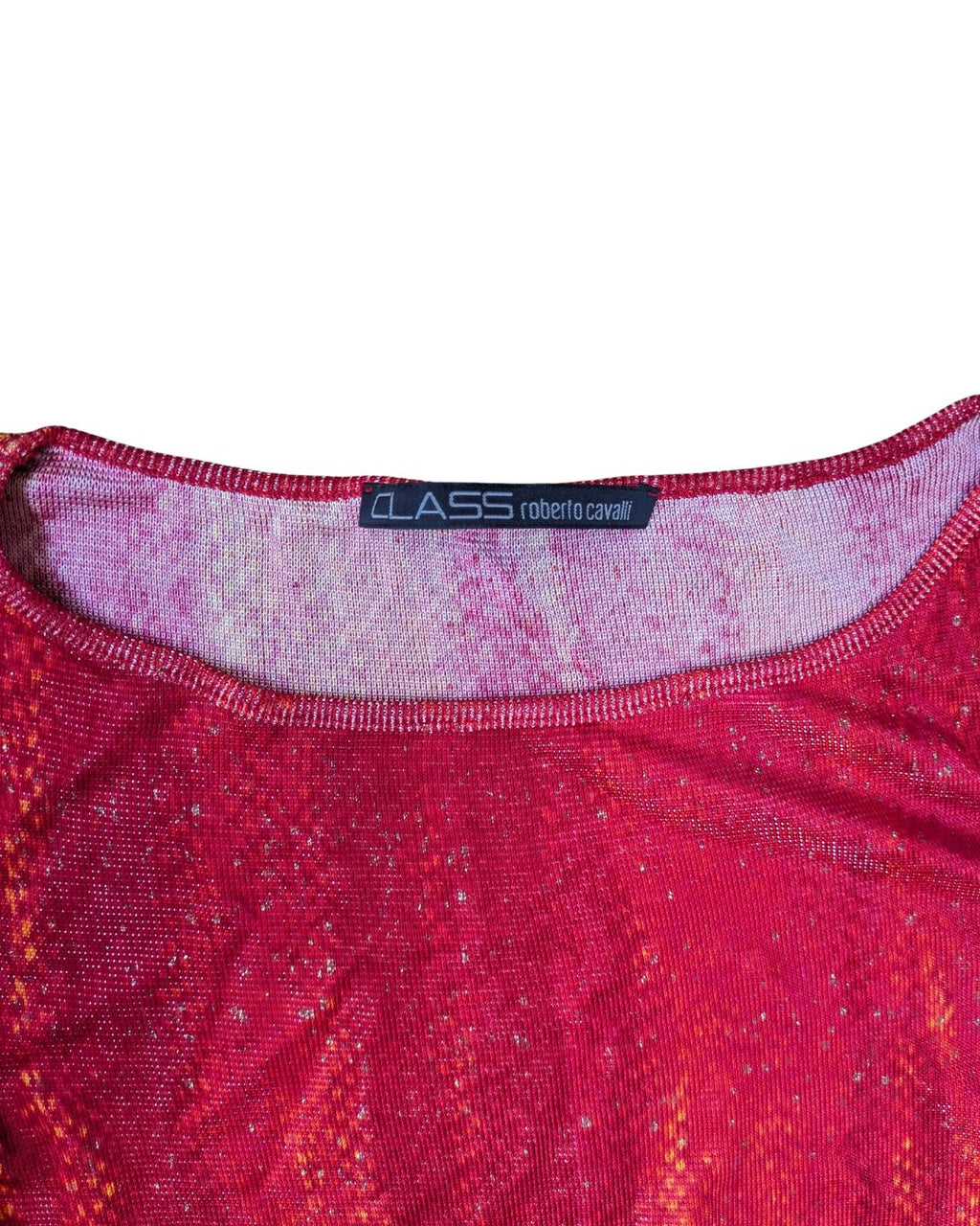 Roberto Cavalli Class Circa 2001 Fire Python Red & Orange Print Top & Trousers Set