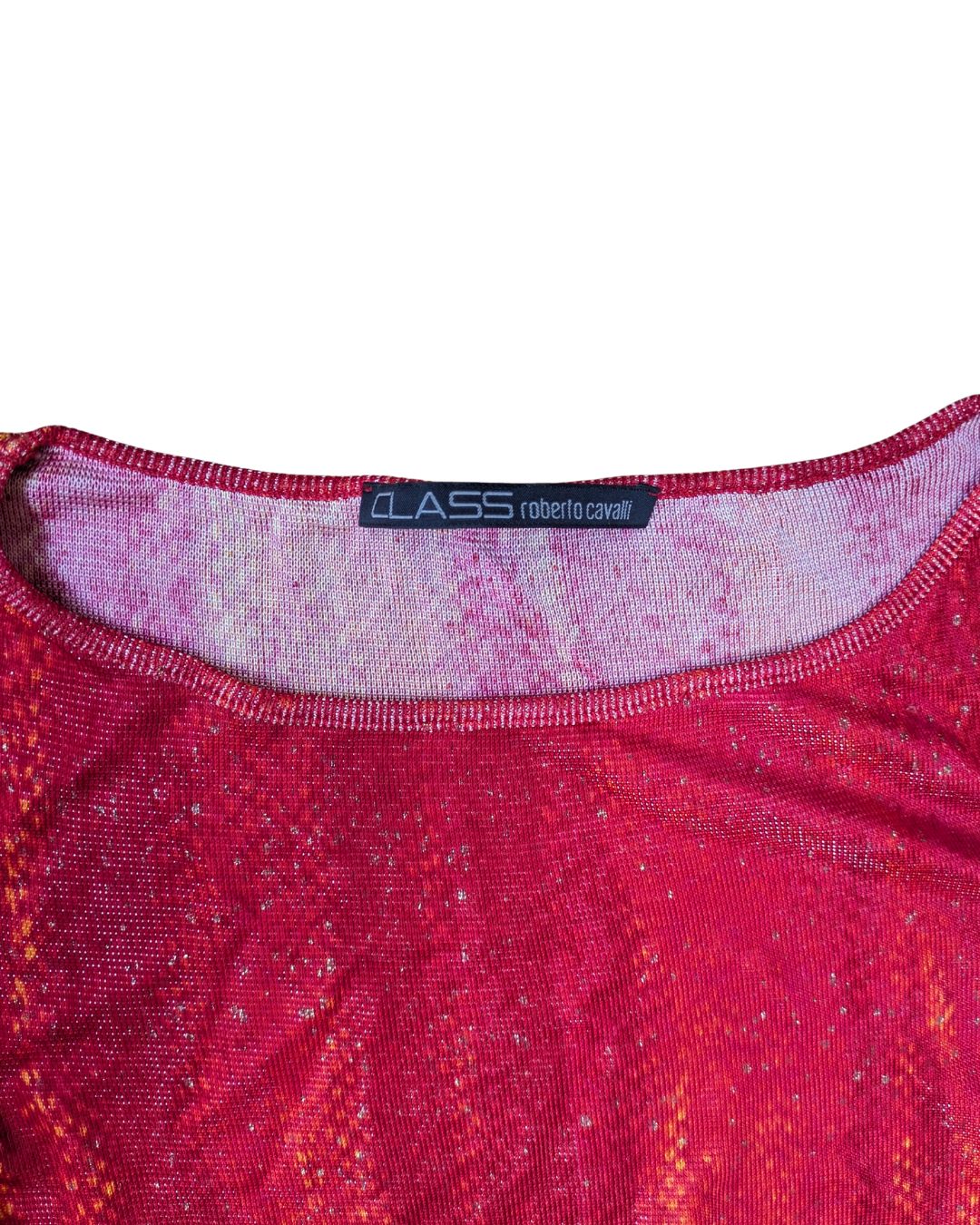 Roberto Cavalli Class Circa 2001 Fire Python Red & Orange Print Top & Trousers Set