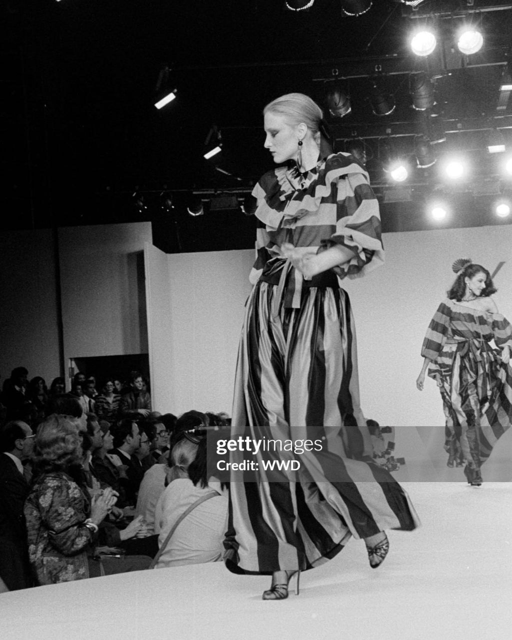 Yves Saint Laurent Rive Gauche (Attributed) Late 1970s Striped Silk Faille Maxi Skirt
