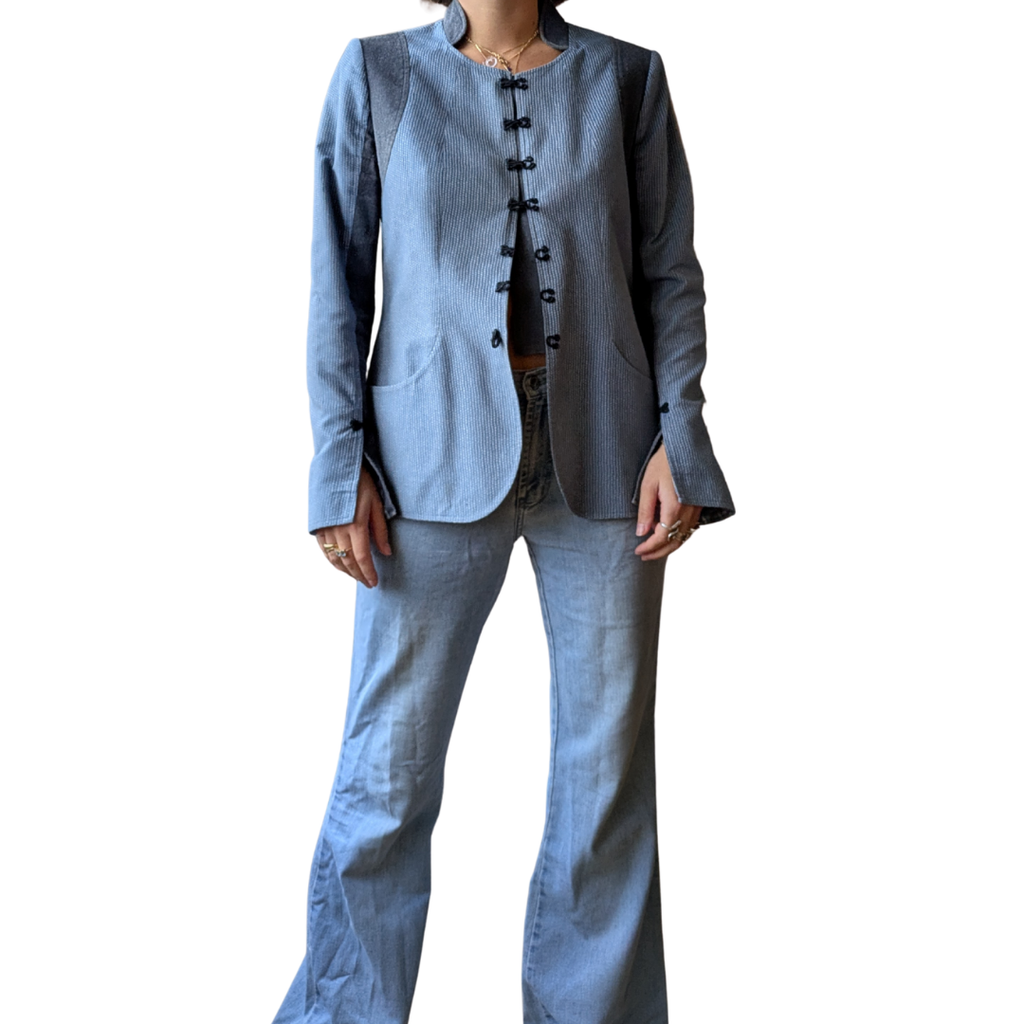 Loulou de la Falaise 2000s Blue Micro-Check Jacket — Frog Fasteners
