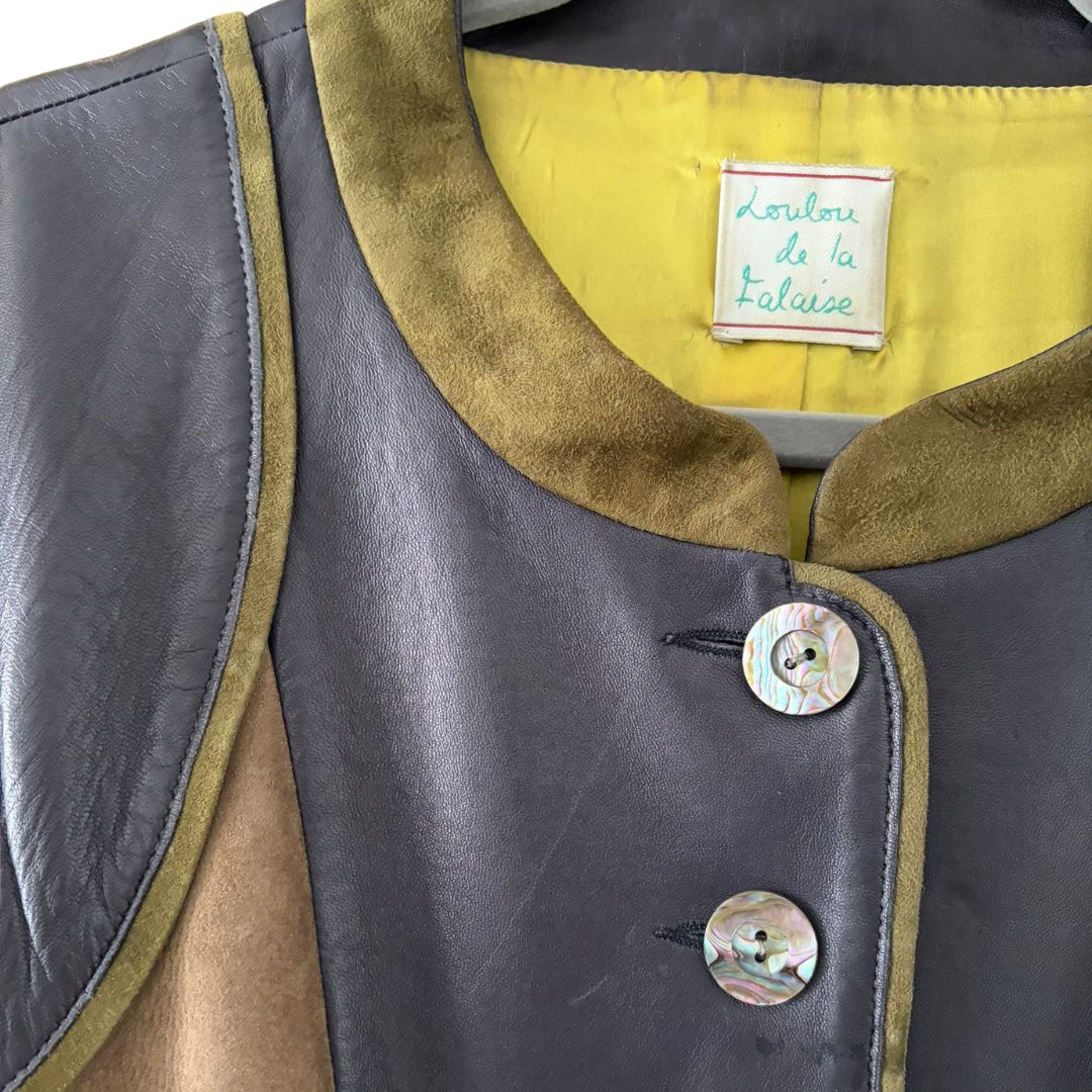 Loulou de la Falaise 2000s Leather & Suede Patchwork Jacket