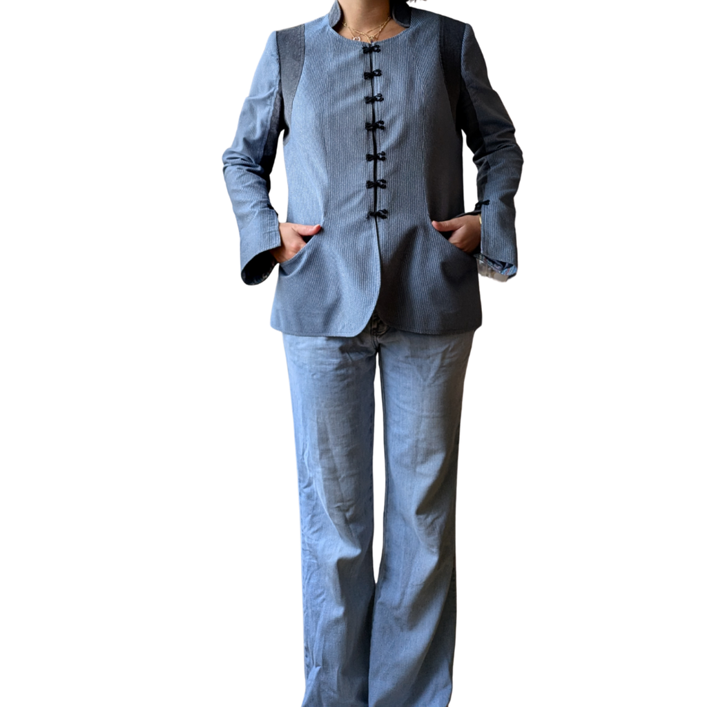 Loulou de la Falaise 2000s Blue Micro-Check Jacket — Frog Fasteners