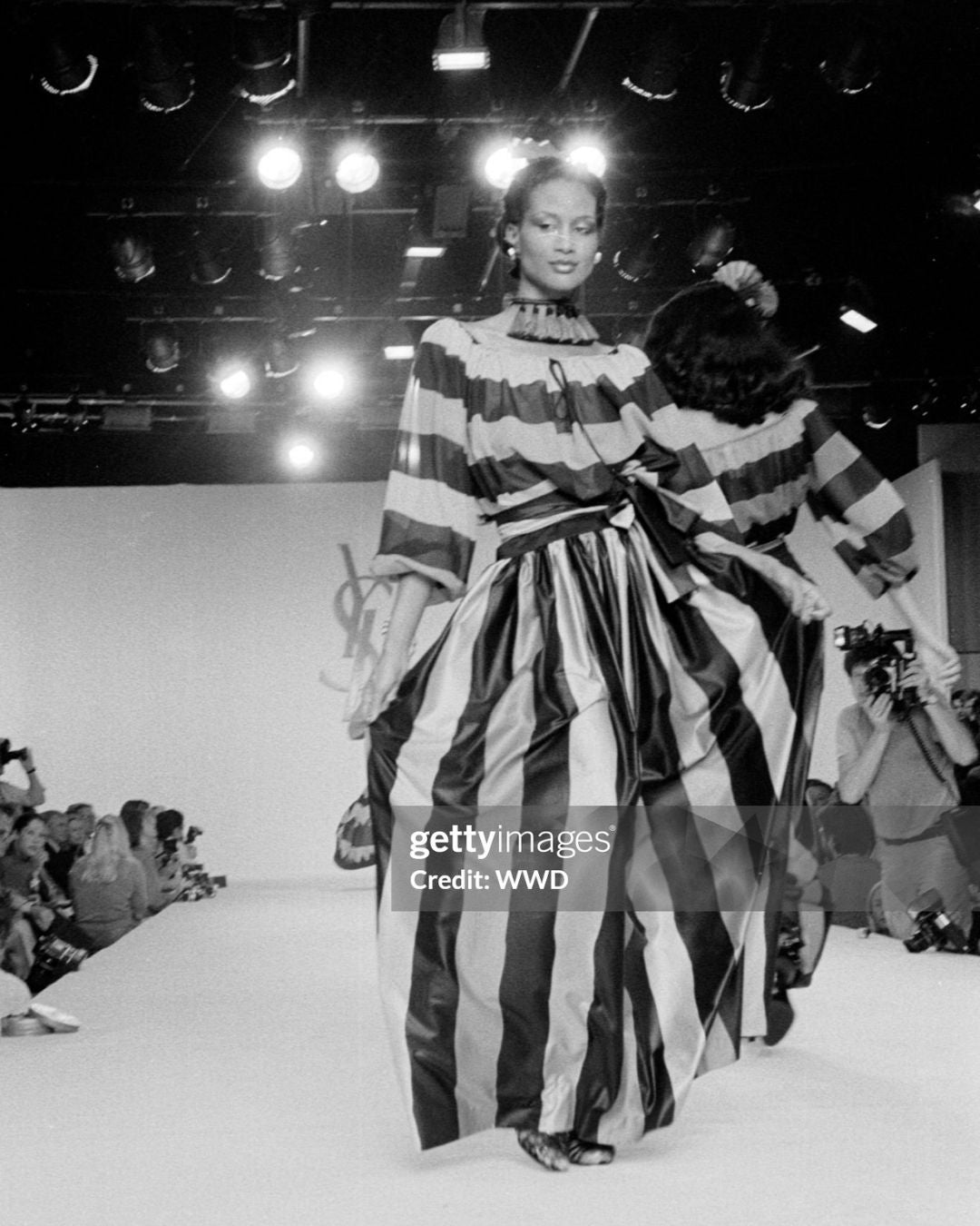 Yves Saint Laurent Rive Gauche (Attributed) Late 1970s Striped Silk Faille Maxi Skirt