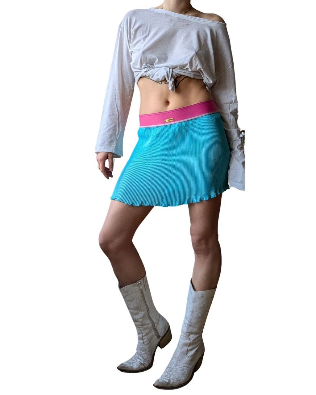 John Galliano Mare 2004-2005 Archival Color-Block Ribbed Mini Skirt