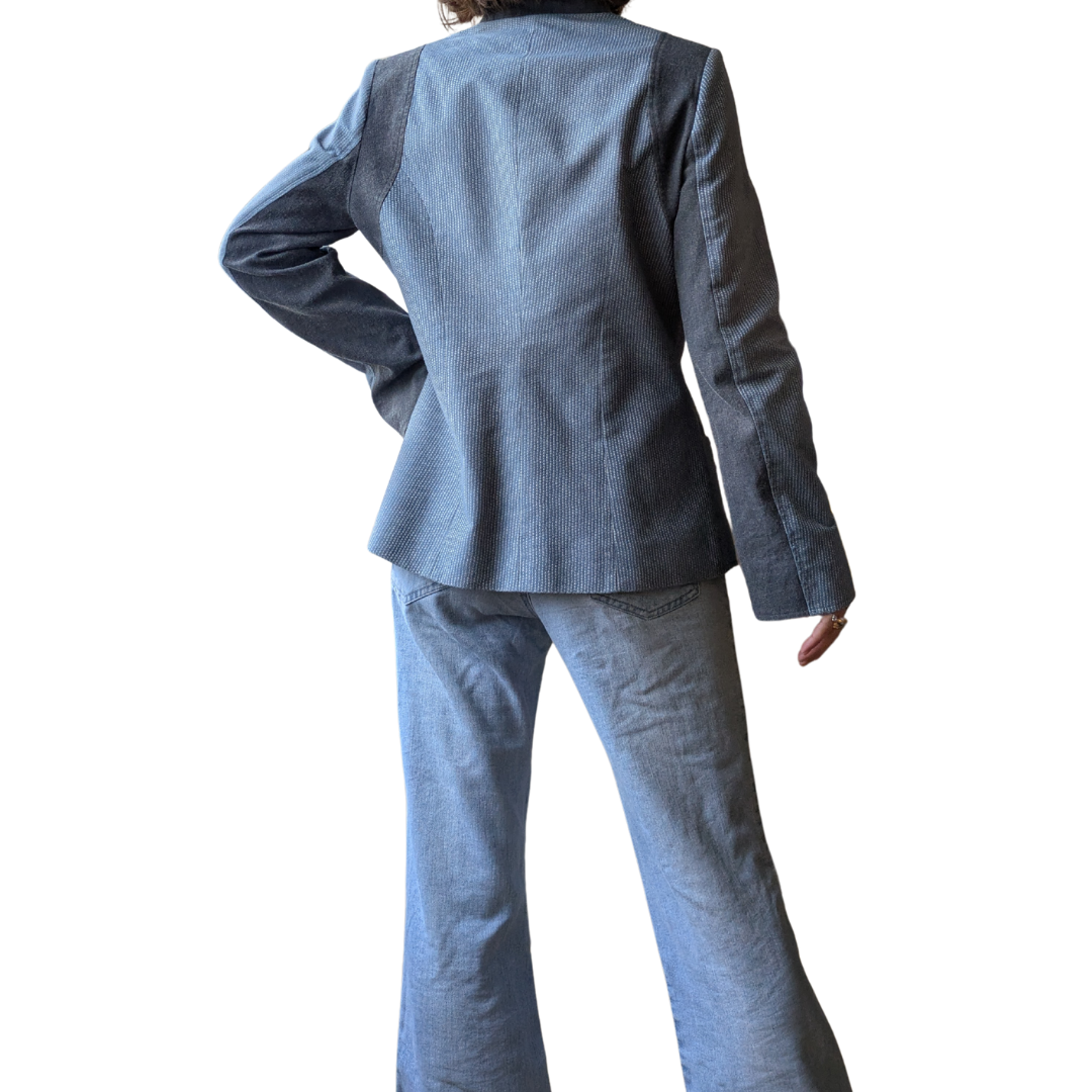 Loulou de la Falaise 2000s Blue Micro-Check Jacket — Frog Fasteners