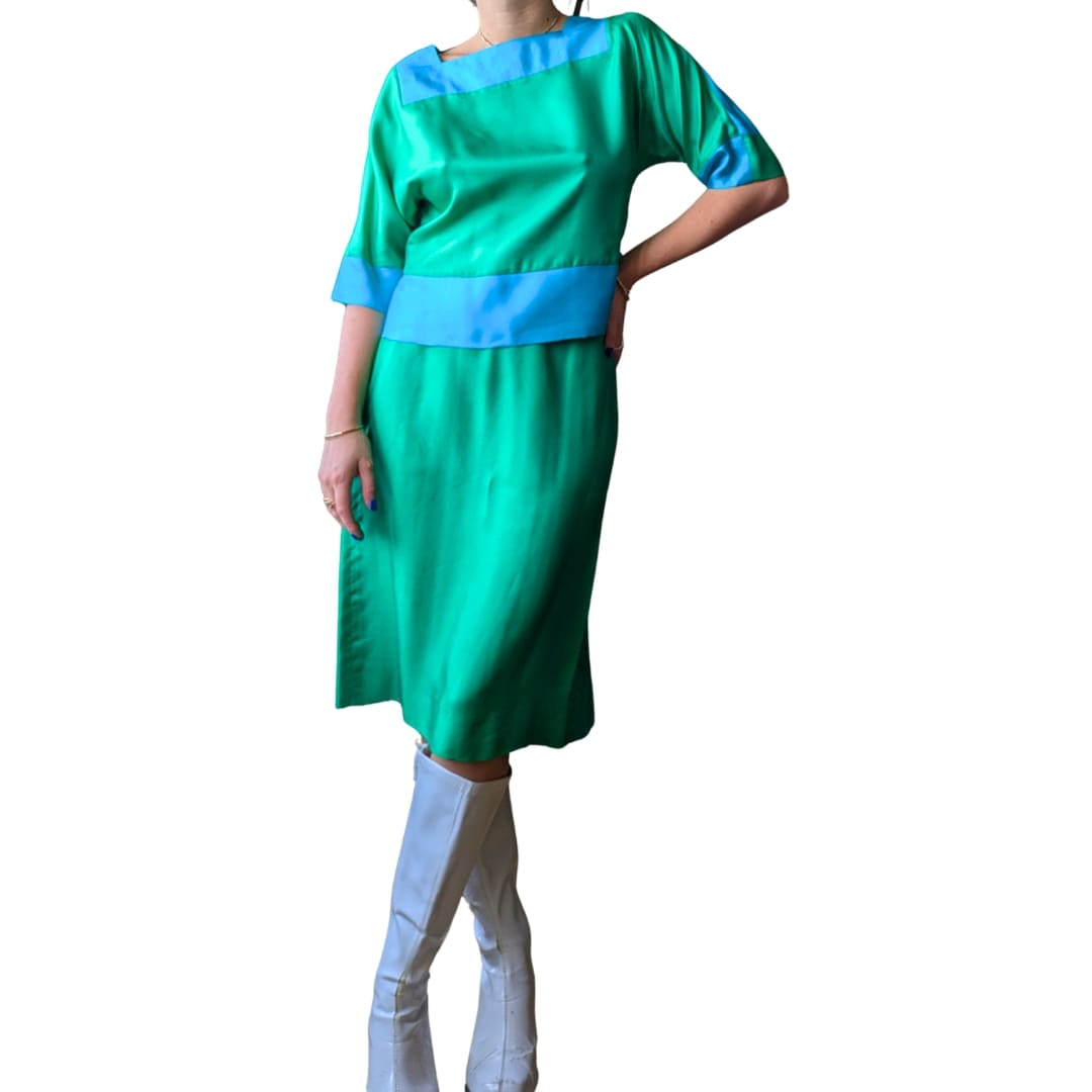 Lanvin Paris Spring/Summer 1987 Color-Block Silk Ensemble