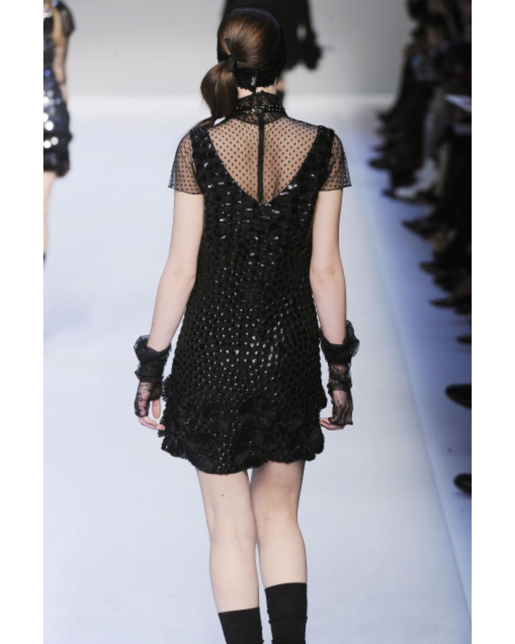 Blugirl by Blumarine Fall/Winter 2010 Runway Black Embroidered Flower Dress — Look 35