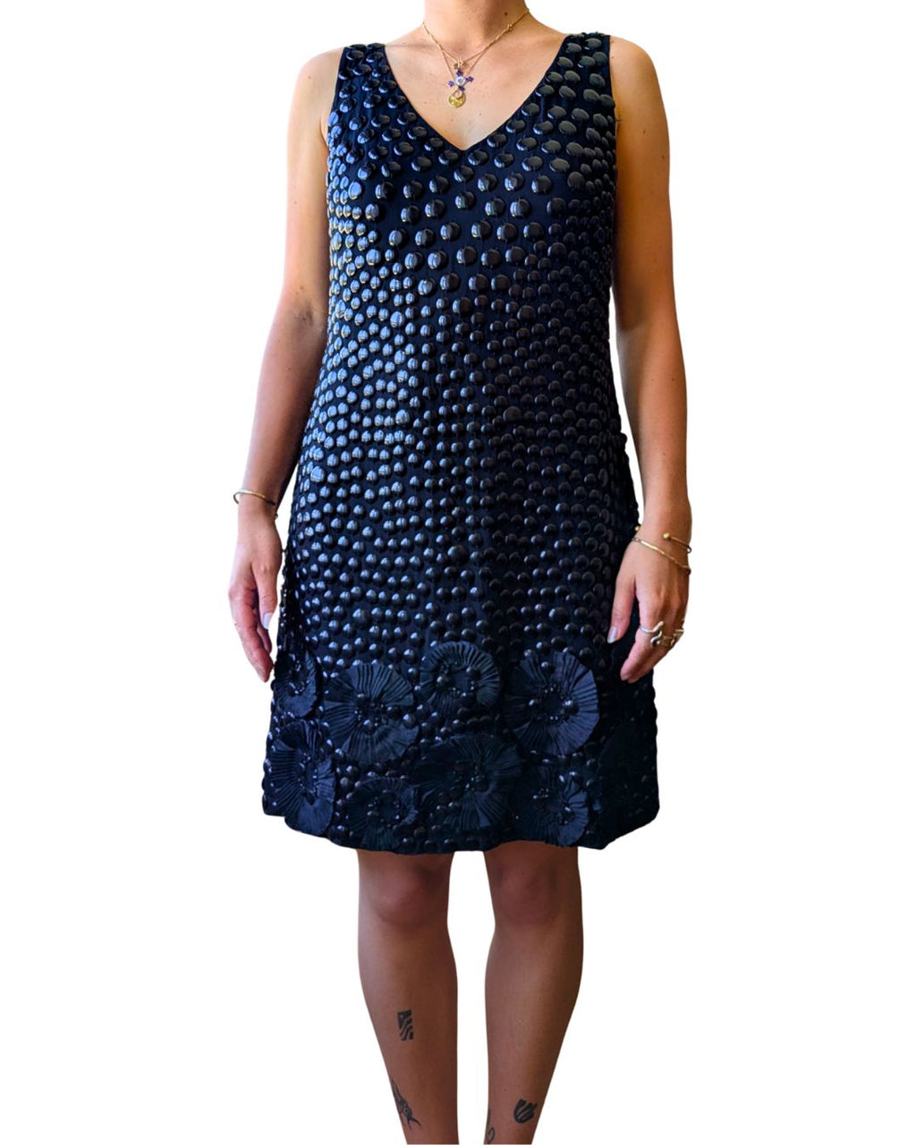 Blugirl by Blumarine Fall/Winter 2010 Runway Black Embroidered Flower Dress — Look 35