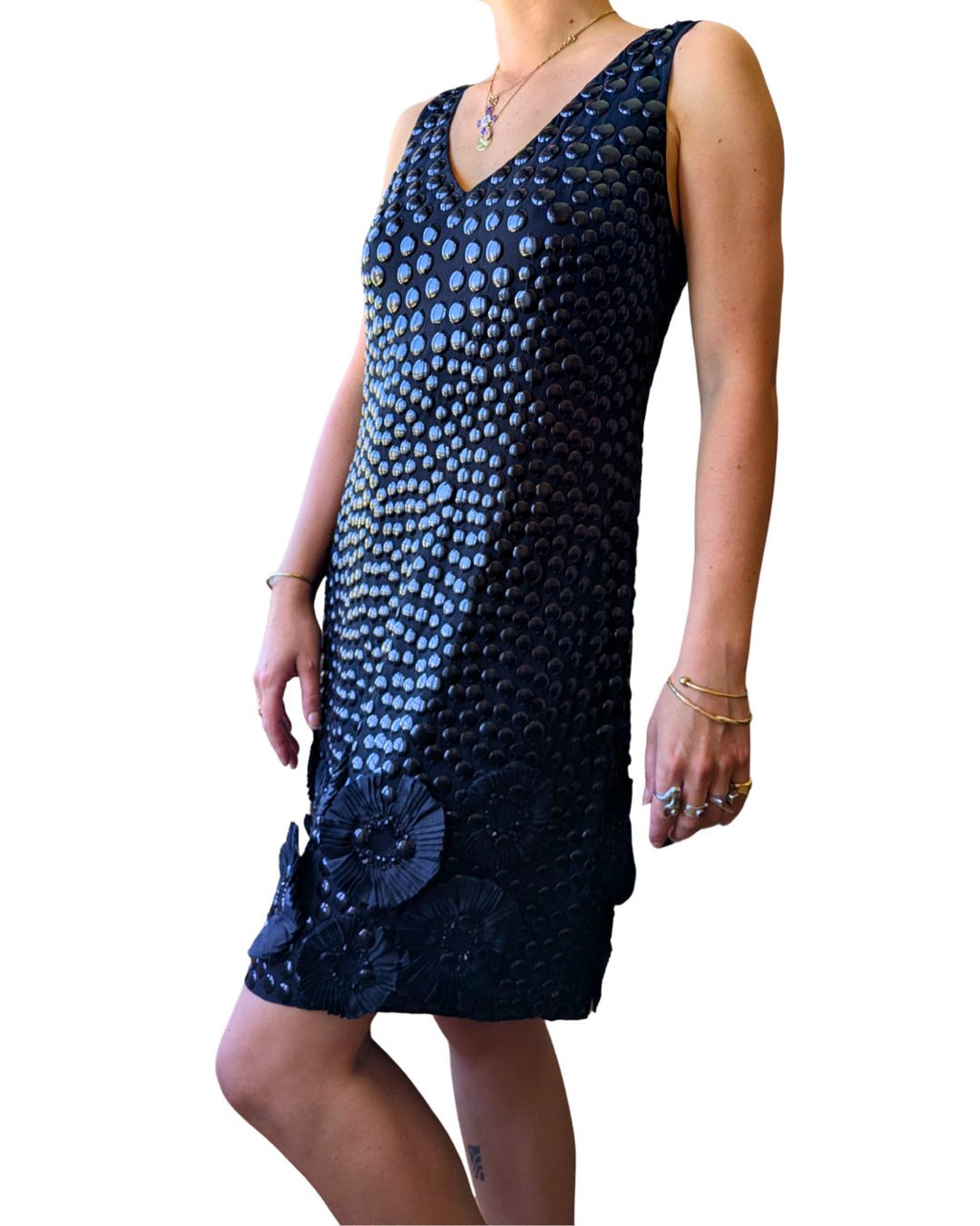 Blugirl by Blumarine Fall/Winter 2010 Runway Black Embroidered Flower Dress — Look 35