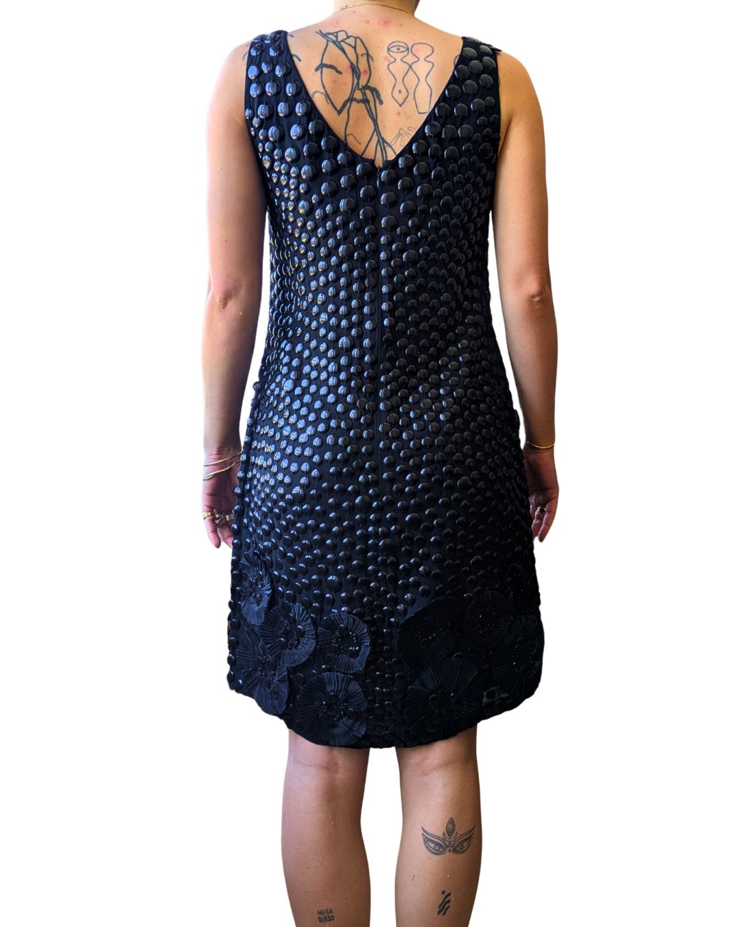 Blugirl by Blumarine Fall/Winter 2010 Runway Black Embroidered Flower Dress — Look 35