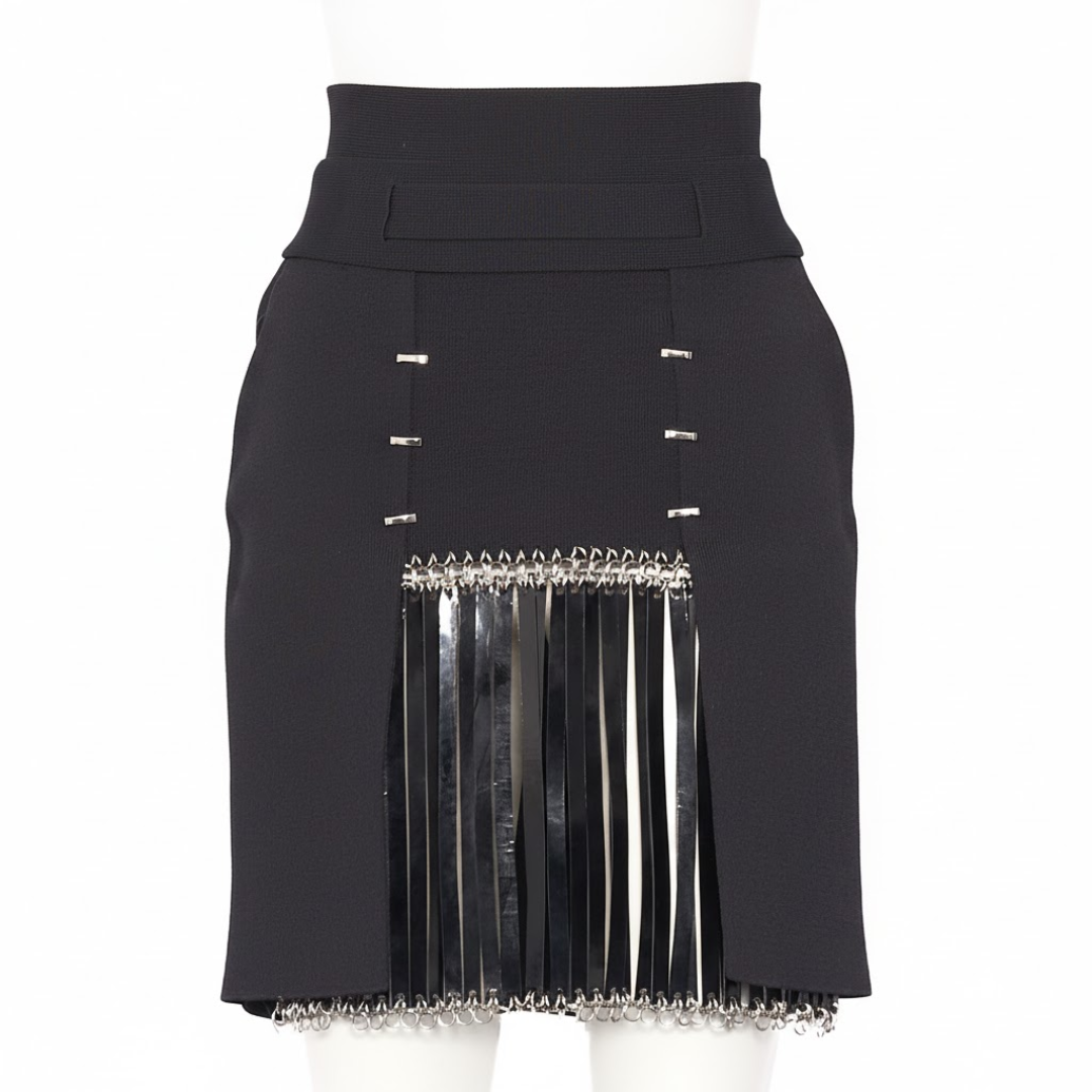 Paco Rabanne by Manish Arora Fall/Winter 2012 Runway Leather Fringe Skirt — Look 35