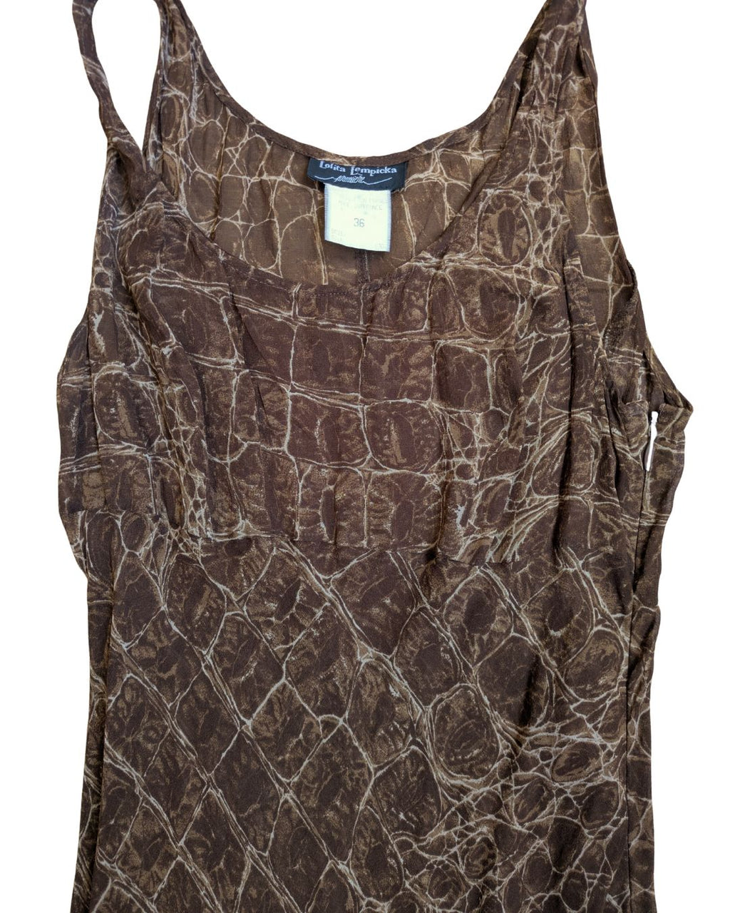 Lolita Lempicka Spring/Summer 1996 Runway Sheer Python Print Silk Maxi Dress