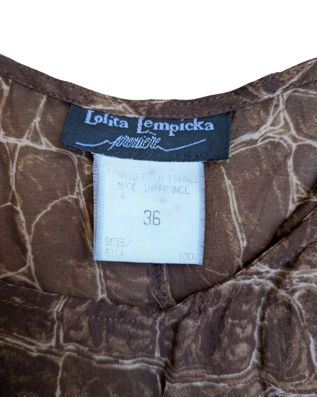 Lolita Lempicka Spring/Summer 1996 Runway Sheer Python Print Silk Maxi Dress