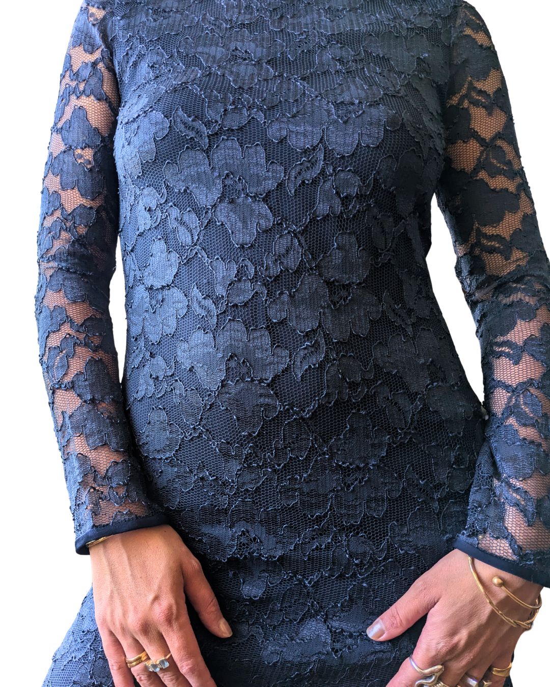 Diane von Furstenberg 2000s Navy Lace Dress — Silk Lined