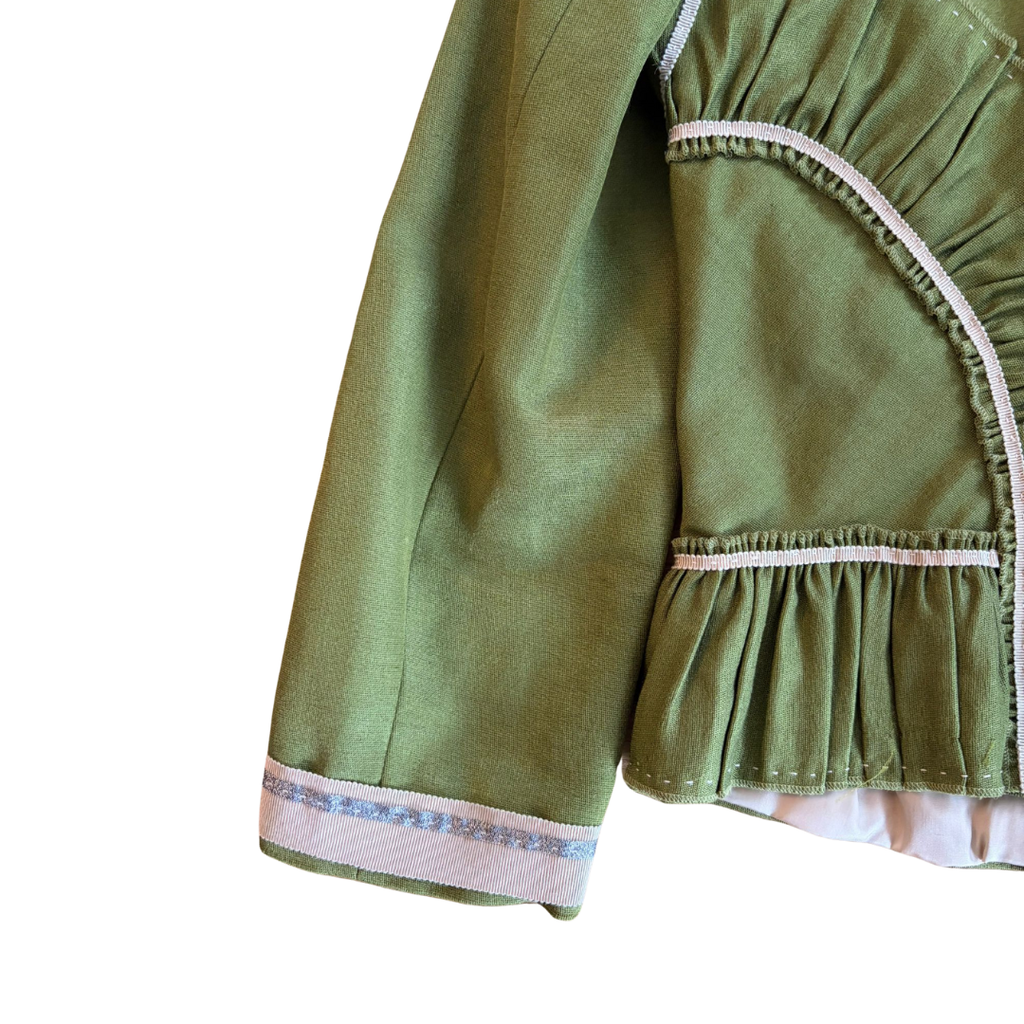 Alberta Ferretti Spring/Summer 2006 Runway Olive Green Cotton & Silk Skirt Suit