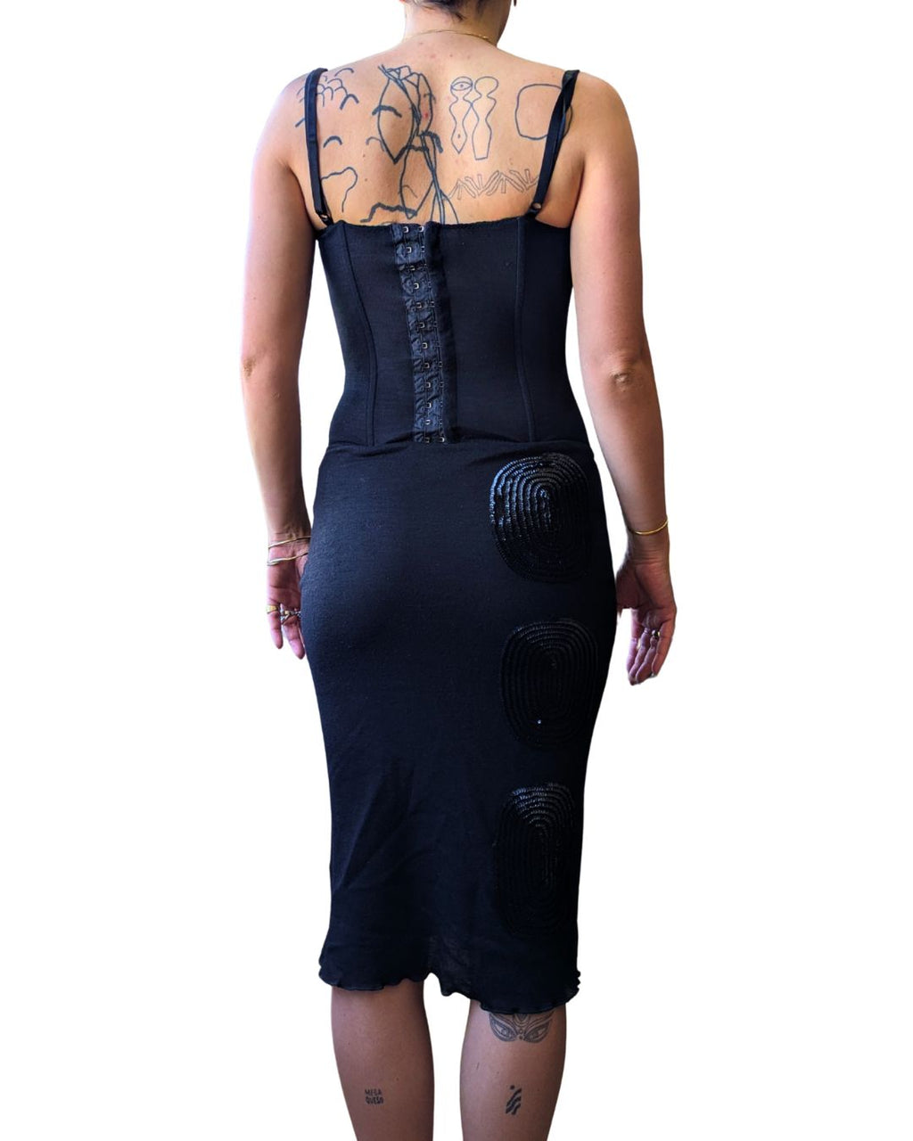Mila Schön Concept 1998-2002 Black Bustier & Skirt Set — Iconic Oval Embroidery