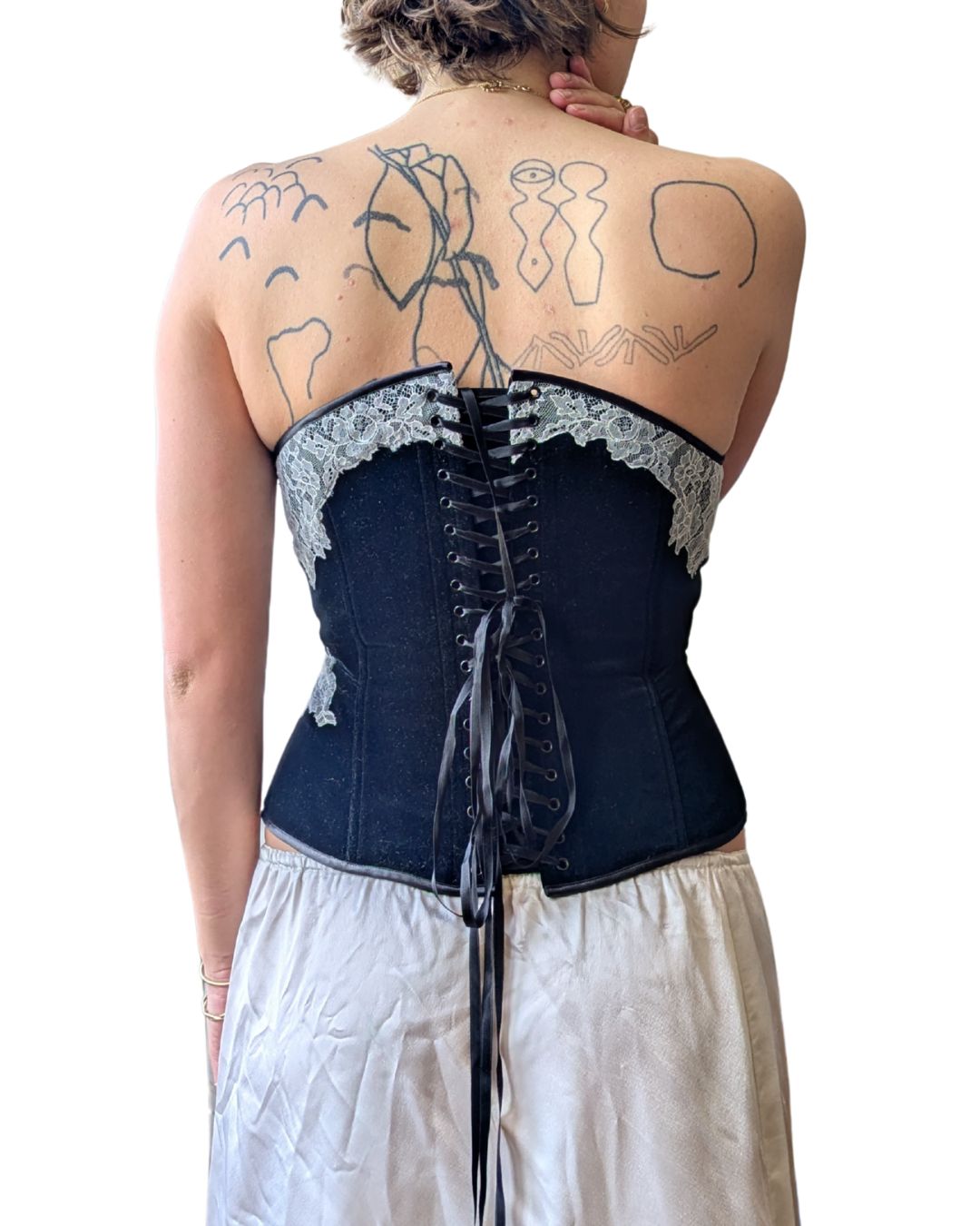 Chantal Thomass Circa 1998-2000 Black & White Lace Corset Bustier