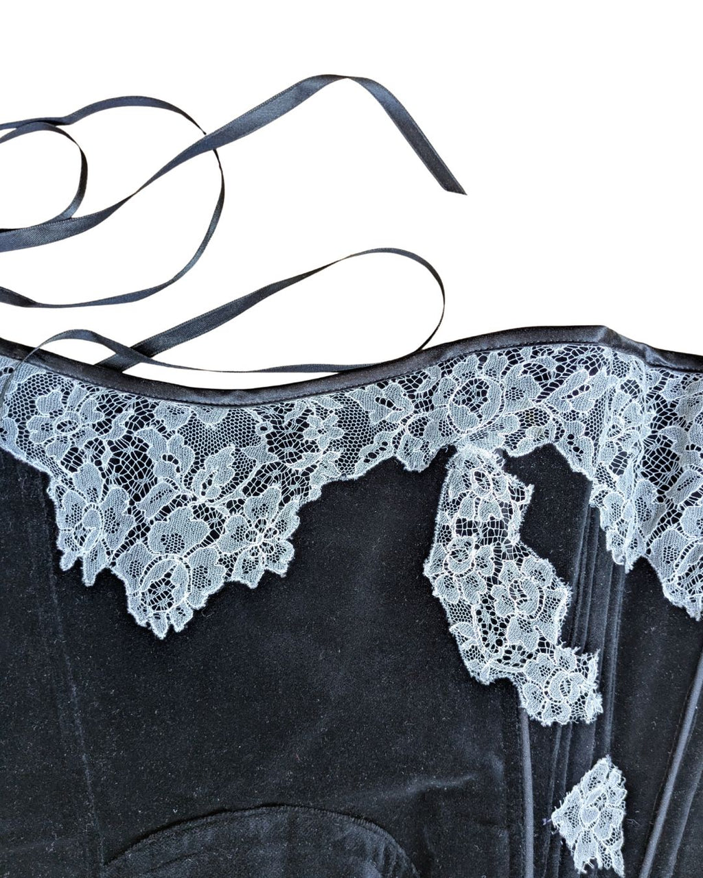 Chantal Thomass Circa 1998-2000 Black & White Lace Corset Bustier