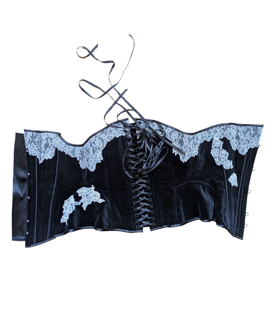 Chantal Thomass Circa 1998-2000 Black & White Lace Corset Bustier