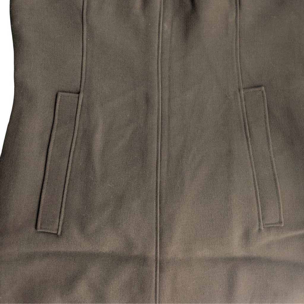 Courrèges Couture Future 1970s Space Age Brown Wool Trapeze Maxi Dress