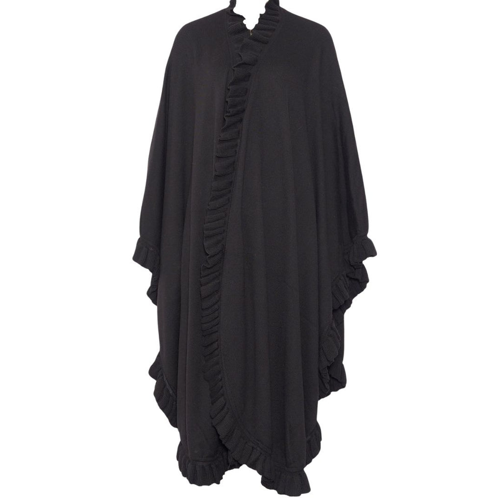 Christian Dior 1980s-90s Black Knit Wool Blend Cape