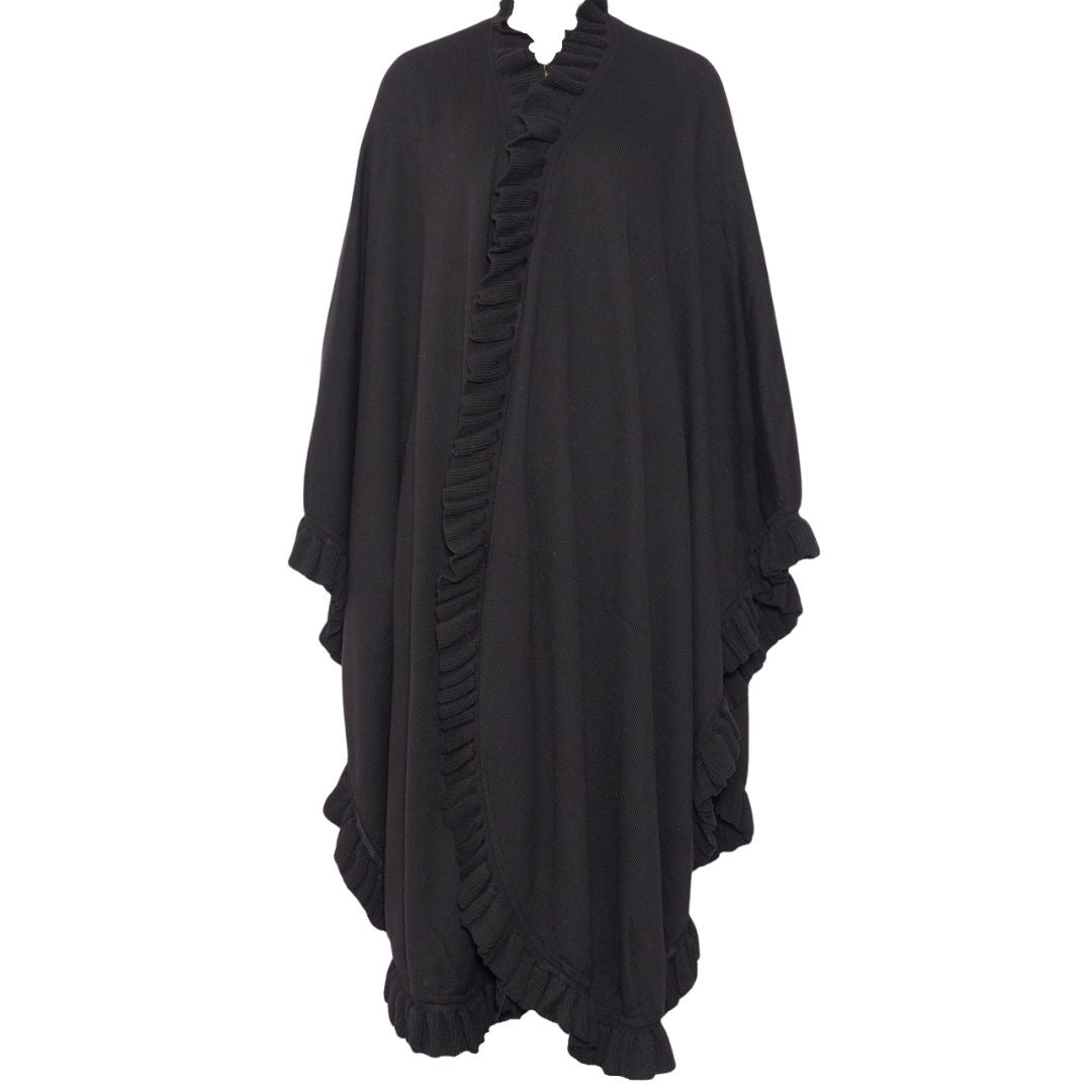 Christian Dior 1980s-90s Black Knit Wool Blend Cape