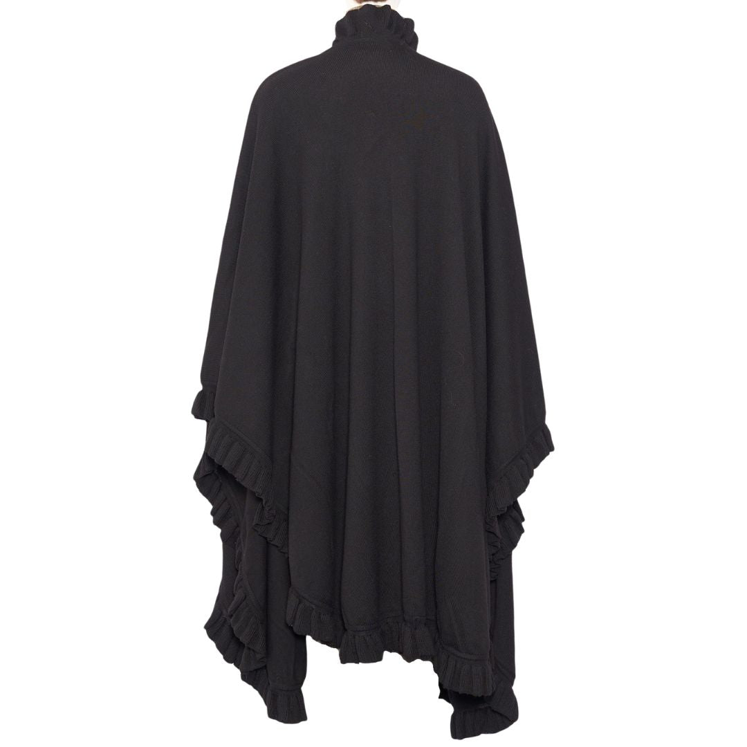 Christian Dior 1980s-90s Black Knit Wool Blend Cape
