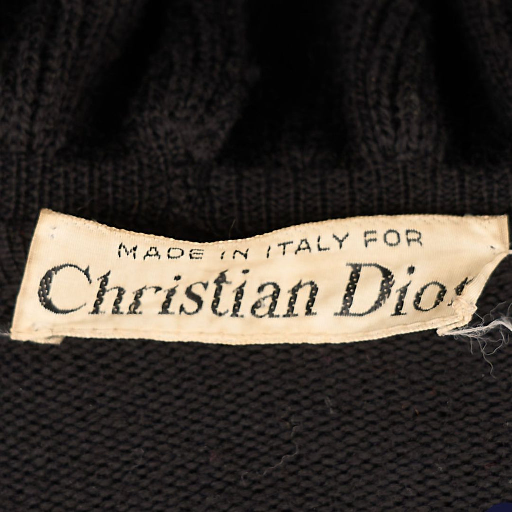 Christian Dior 1980s-90s Black Knit Wool Blend Cape