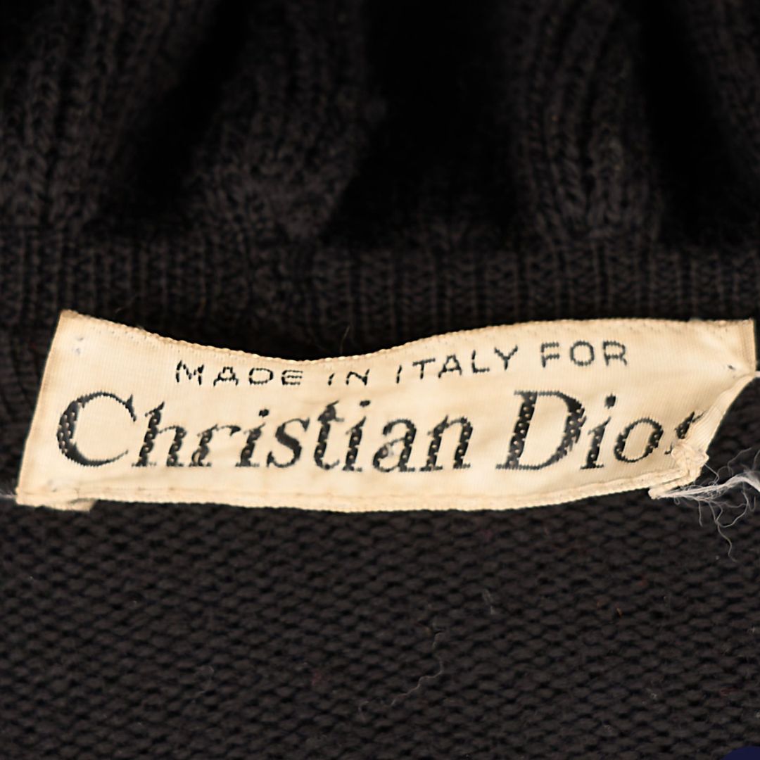 Christian Dior 1980s-90s Black Knit Wool Blend Cape