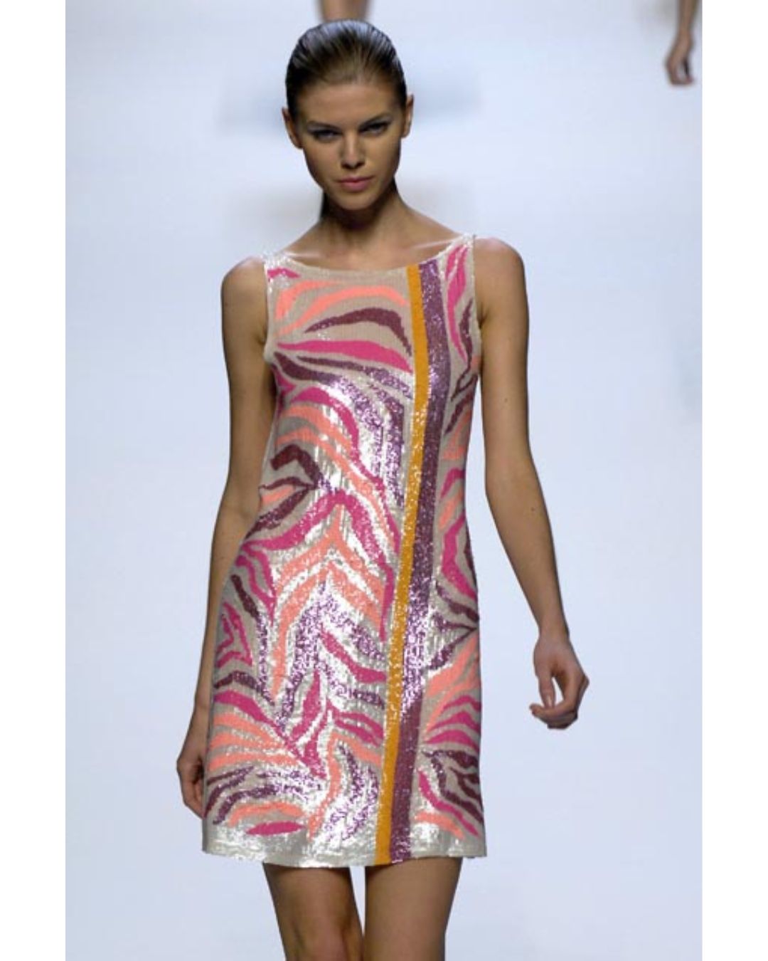 Blumarine Couture Spring/Summer 2008 Runway Sequin Zebra-Pattern Mini Dress