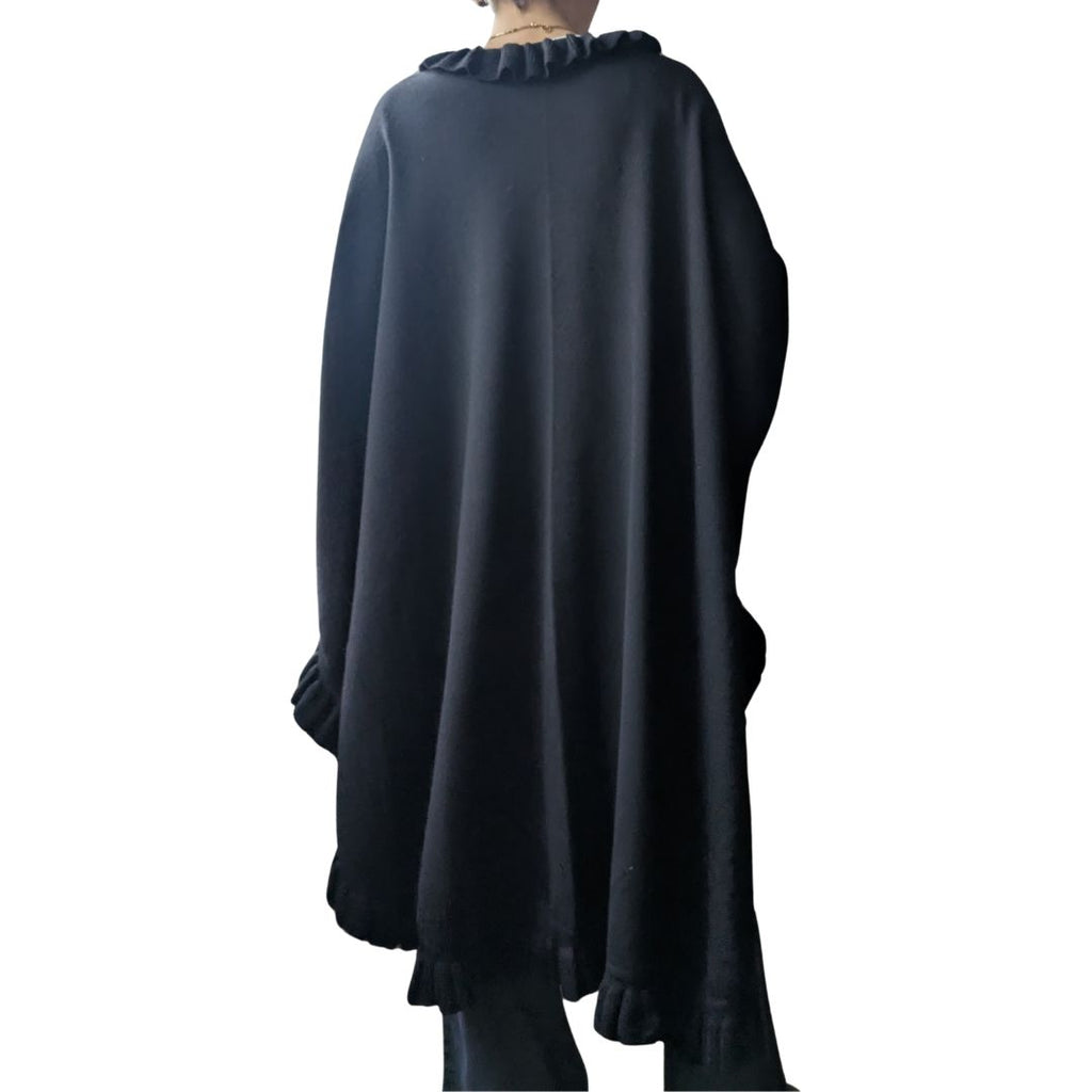 Christian Dior 1980s-90s Black Knit Wool Blend Cape