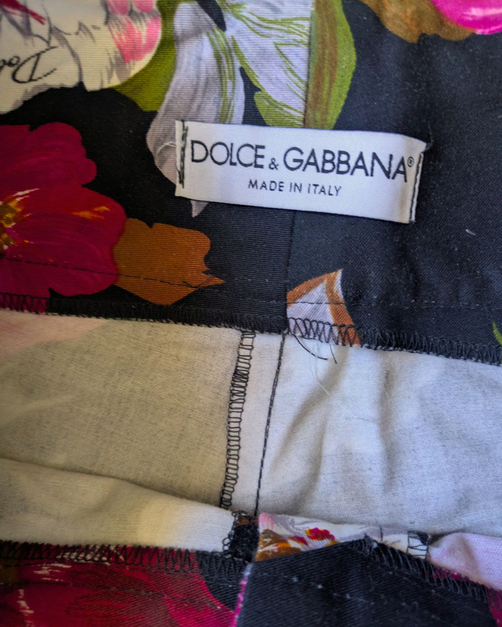 Dolce & Gabbana Spring/Summer 2004 Floral Print Low-Rise Pants — Gold Buckle