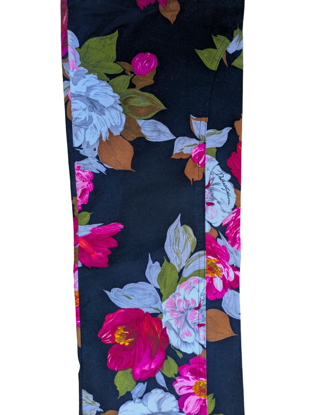 Dolce & Gabbana Spring/Summer 2004 Floral Print Low-Rise Pants — Gold Buckle