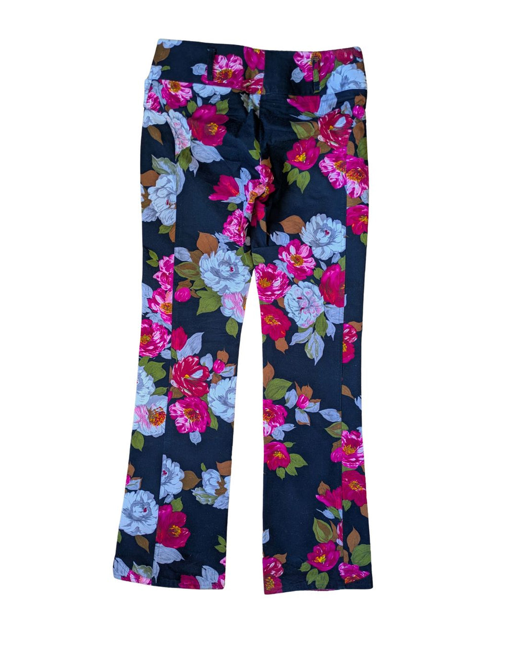 Dolce & Gabbana Spring/Summer 2004 Floral Print Low-Rise Pants — Gold Buckle